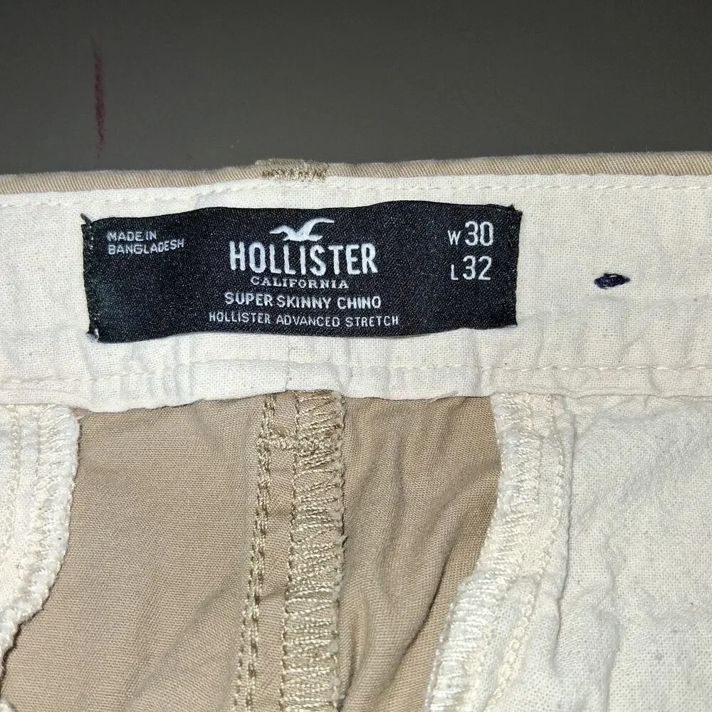 Hollister Super Skinny Chino Khaki Men's Pants Advanced Stretch Size 30/32